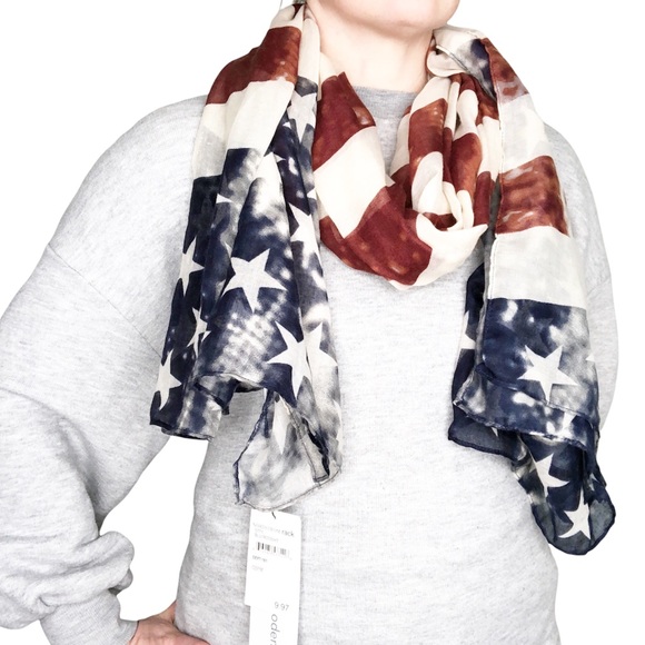 Modena American Flag Rustic Tie Dye Wrap Light Weight Scarf - Picture 10 of 10